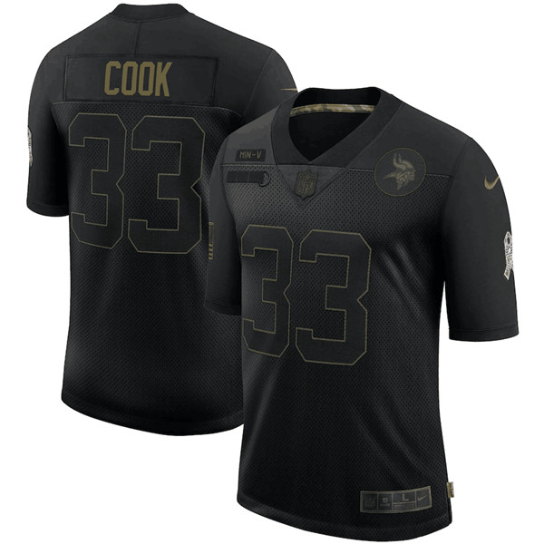 Men's Minnesota Vikings #33 Dalvin Cook Black NFL 2020 Salute To Service Limited Stitched Jersey